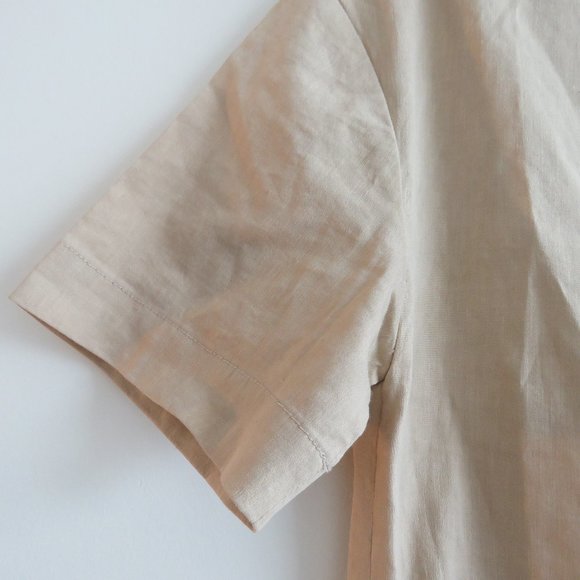 THEORY Organic Crunch Linen Belted Shift Dress Light Wheat Sz 00 *Belt missing* - Picture 7 of 16